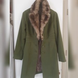 Faux fur lined coat